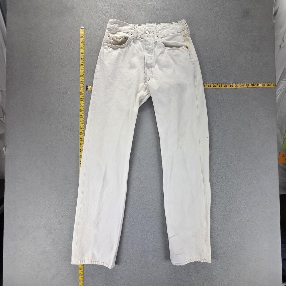 Vintage Levis 501 Jeans Mens White Straight Button Fly Made In USA Fits 27x32